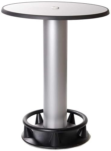 Quick-Table, Stehtisch Silber, rund, Ø85cm, Höhe 110cm, wetterfest, stoß- und Kratzfest, Bistrotisch für Innen- und Außen, mit Sonnenschirmöffnung