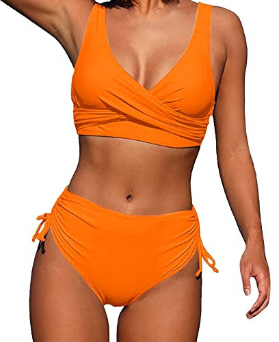 Bikini Damen Set, Bademode Elastisch High Waist Bikini Curvy Oysho Sport Bikini Damen Boho Style Damen Bikini Damen Bauchweg Grobe Briiste Badeanzug Bademode Bikini Sets für Urlaub