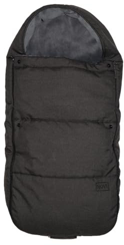 Novi Baby Uni Cozy Babyfußsack Babyfußsack Winterfußsack Babyschale mit Reißverschluss, Kuschelsack Babydecke Kinderwagen, waschbar, verschließbar Tasche, passend für alle Kinderwagen (Schwarz)
