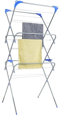HOUSZY 3-Tier Clothes Drying Rack – Folding Indoor Laundry Airer Stand, Lightweight & Space-Saving Cloth Drying Rack for Home Use – Portable, No Assembly Required