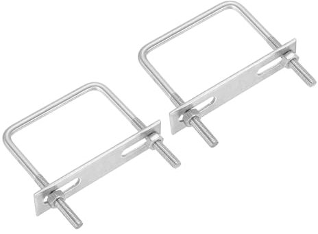 PATIKIL M6x65x80mm Square U-Bolts Kit, 2Set 304 Stainless Steel Square U Shaped Bolts Replacement Parts with Frame Plates and Nuts for Ski Board Sailboat Trailer
