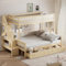 LTGB Kinderbett Etagenbett 90x200 &140x200 cm, Hochbett aus Massivholz mit Sicherheitstreppe und 2 Schubladen Jugendbett mit Lattenrost für 3 Kinder, Ohne Matratze (Natur-Schubladen)