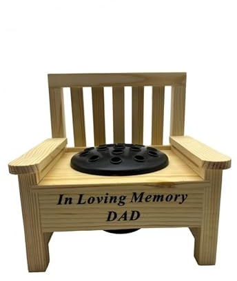 Dad Wooden Memorial Bench with Flower Insert Pot Graveside Crematorium Plaque Garden