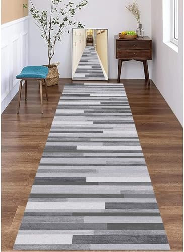 Schmale Flurläufer-Teppiche, Grau| Teppichläufer für den Flur, 1 m, 1,5 m, 2 m, 2,5 m, 3 m, 3,5 m, 4 m, 4,5 m, 5 m, 5,5 m, 6 m, extra Langer Grauer Läuferteppich – Breite 60 cm, 70 cm, 80 cm