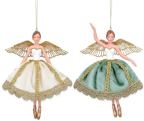 1x Fairy Bauble, Christmas Tree Bauble, Christmas Decoration, Vintage Xmas Decoration: 2 Colours: Cream or Fairy, 1x Large Hanging Christmas Fairy Figurine, Fairies, Traditional Fairy Ornament (Cream)