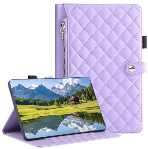 Vaitasy Funda para Samsung Galaxy Tab S4 10.5 Pulgadas 2018 SM-T830/T835 Cremallera Cierre Bolsillo Cover Business Cuero PU Carcasa para Galaxy Tab S4 Púrpura