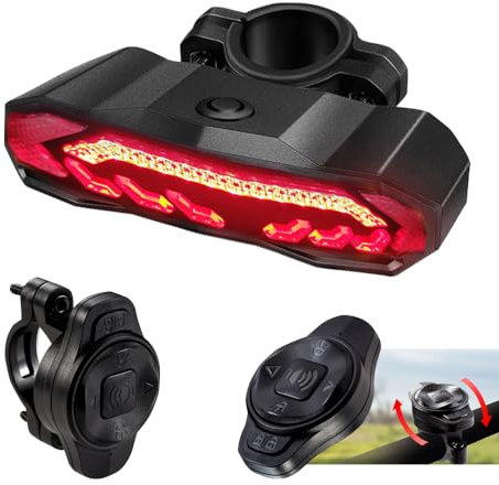 XPJBKC Fahrrad Blinker, Fahrrad Alarmanlage mit 7 Stufen Empfindlichkeit, USB Wiederaufladbares Blinker Fahrrad mit Fernbedienung, Blinker E Scooter mit 6 Lichtmodi, Blinker für Fahrrad und Motorrad