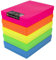 WestonBoxes A4 Colourful Transparent Plastic Craft Storage Boxes with Lids for Art Supplies, Paper and Card (NEON Mix/Opaque, Pack of 5)