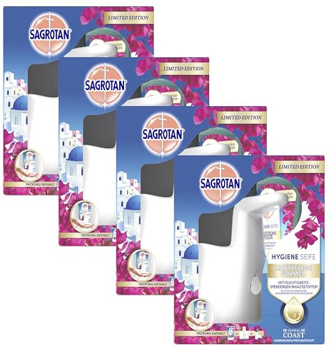 Sagrotan No-Touch Hygiene Seife Starter-Set Paket inklusive 4 Geräte & 4x250ml - Floral Coast - Summer Limited Edition Nachfüller