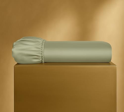 Seralino Mako Satin Spannbettlaken 160x200cm Baumwolle Grün | 100% Bio Baumwolle Leinentuch 160x200 | weiches Spannbetttuch 160x200| Bettlaken 160 x 200 für Matratze bis 30cm Steghöhe