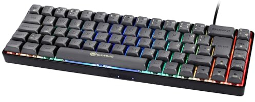 Gamiac TKL69G SF Gaming-Tastatur Schwarz/Grau – 65 % ISO-DE Layout, Red Switches, Hot-Swap, PBT Keycaps, RGB, USB-C, 1.000 Hz Pollingrate