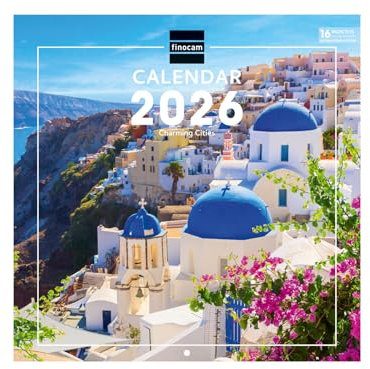 Finocam - Wandkalender 2026 30 x 30 cm Monatsansicht Januar–Dezember 2026 + Sept.–Dez. 2025 (4 Monate) reduziert | Kalender 2026 | Bilder Charming - International