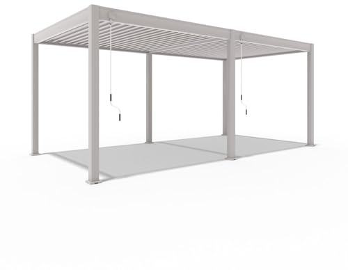 Weide Deluxe Pavillon 3x6 m stabil aus Aluminium - Pergola freistehend mit Lamellendach - Garten Sonnenschutz - Wetterbeständig wasserdicht Winterfest - Gartenpavillon in Ivory Sand