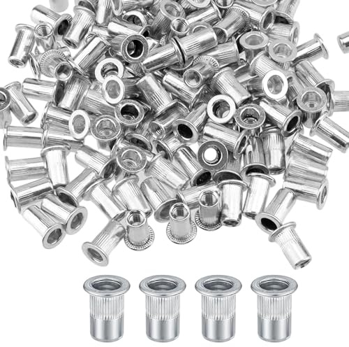 Blindnietmuttern Set M6, 100 Stück Edelstahl Gewindenieten, 15mm Senkkopf-Nietmuttern mit Aufbewahrungsbox