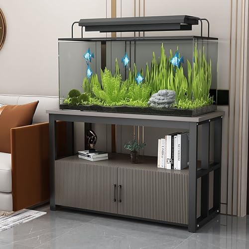 FVTVHEV Aquariumständer Aquarium Mit Unterschrank Breite 50–120 cm Zweistöckiges Design Aquarienschrank Geeignet für den Einsatz zu Hause oder im Büro(Gray,80x40x70cm)