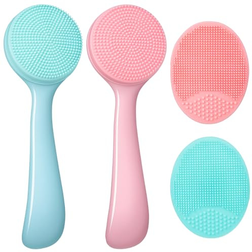 4Pcs Silicone Facial Cleansing Brush Manual Exfoliating Brush Soft Face Wash Scrubber Brushes for Women Men Skin Deep Cleaning Care
