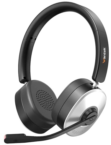 Wantek Cuffie Bluetooth con Microfono,Cuffie Wireless con Dongle USB, Microfono con Riduzione del Rumore, Pulsante Muto per PC Laptop Ufficio Smart Working Call Center Teams Zoom
