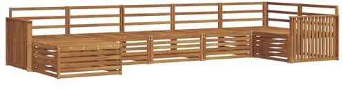 vidaXL Sofagarnituren 7 pcs Natur Massivholz Akazie, Gartenlounge, langlebiges Ecksofa, Sitzmöbel für außen, Terrasse, Moderne Möbel, Bequeme Gartenmöbel