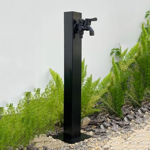 Columna de agua de acero inoxidable, soporte de manguera independiente con grifo de bloqueo, dispensador de agua anticongelante para riego y características de jardín
