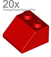 Lego City Classic Basic – 20 Schrägsteine Dachsteine rot 2x2 Noppen 3039 – Vielseitige Bausteine für kreative Lego-Bauten