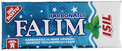 Falim Gomma da masticare senza zucchero / senza zucchero - Totale 100 pezzi - Confezione da 5 pezzi da 20 pezzi - Tooth Friendly - (Carbonate & Mint)