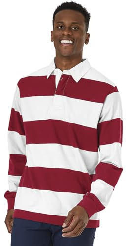 Charles River Apparel Herren Klassisches Rugby-Shirt Hemd, Rot/Weiß, XL