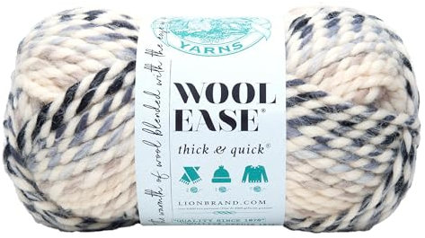 Lion Brand Yarn 640-609 Wool Ease, Dickes und schnelles Garn, Mondlicht, Wollmischung, Moonlight, 1 Packung, 97
