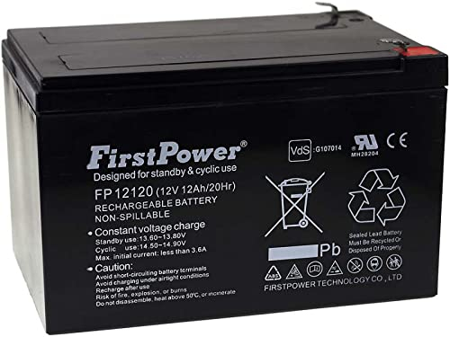 Batteria First Power al Gel di piombo per: gecolore nero tore di emergenza Peg Perego (UPS) 12Ah 12V VdS, 12V, Lead-Acid