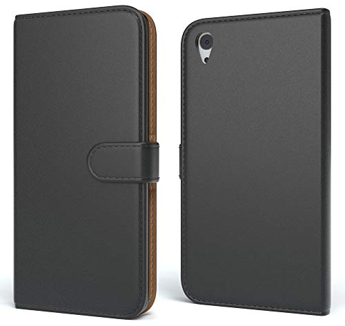 EAZY CASE Tasche für Sony Xperia Z5 Schutzhülle mit Standfunktion Klapphülle im Bookstyle, Handytasche Handyhülle Flip Cover mit Magnetverschluss und Kartenfach, Kunstleder, Schwarz
