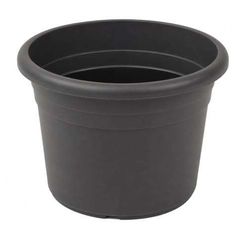 greemotion Pot de fleurs rond en plastique Ø 18cm 1,5L - Pot pour plantes extérieures et intérieures - Pot de jardin couleur anthracite