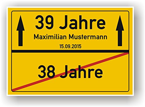 Geschenkidee zum 39. Geburtstag Jubiläum Hochzeitstag Ortsschild Jahre Schild Poster Geschenk Party Deko persönliches Ortsschild Name Datum
