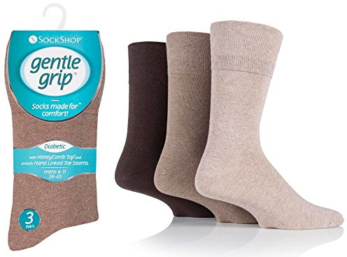 SockShop Mens Diabetic Socks SOMRD Browns x 3