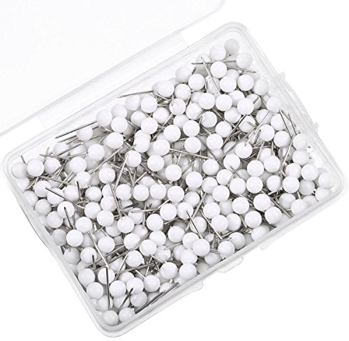 WILLBOND 500 Pcs Map Push Pins Round Thumb Tack,White