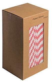 We Can Source It Ltd - Recyclable Straws - Red and White Striped Paper Straws - Biodegradable - for Cocktails, Tumblers - Drinking, Birthday Party, Christmas Party Dessert Straws - 8 Pack of 250