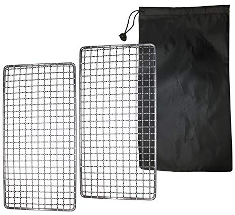 ZipSeven Camping Bushcraft Backpacker Grill geschweißter Edelstahl Lagerfeuer Grillrost Hochfeste Outdoor Mesh Ausrüstung für Camping, Wandern und Rucksackreisen, Familie 2 Stück