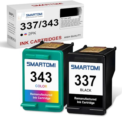 337 343 Tintenpatronen kompatibel mit HP 337 343 XL Tintenpatronen für HP DeskJet 5940 6940 6980 D4160, PhotoSmart 2570 2575 8030 C4180 C4190 D5160, OfficeJet H470 6310 6315 K7100 (K+T)