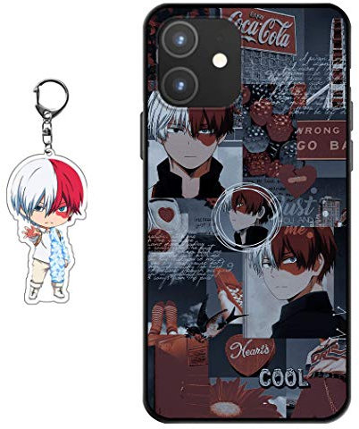 Staremeplz Hülle für iPhone 12 Anime Handyhülle [Mit Schlüsselbund] Cartoons Silikon Sanft Bumper Case Hülle für iPhone 12