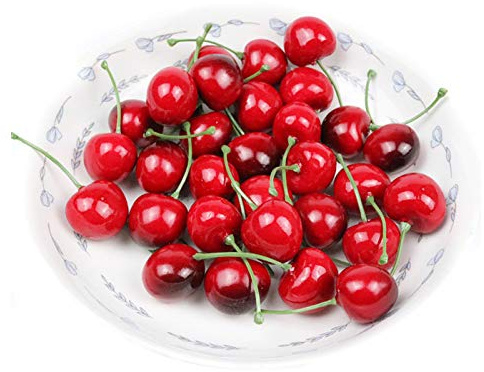 50 Pcs Fake Cherry Artificial Fruits Model Fruit Vase Filler Toy Fruit Model Photography for Home Kitchen Party Decoration