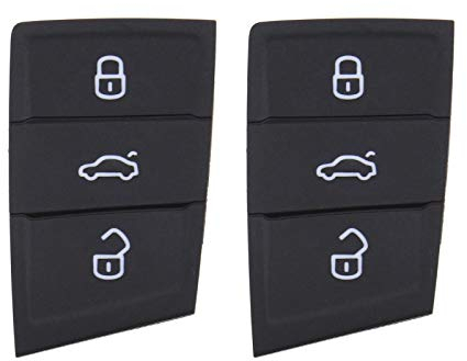 Create idea 2 x 3 Tasten Auto Fernbedienung Schlüsselanhänger Ersatz Tastenpads Schwarz Gummi Tastatur für Schloss Entsperren Kofferraum Kompatibel mit Polo Golf 7
