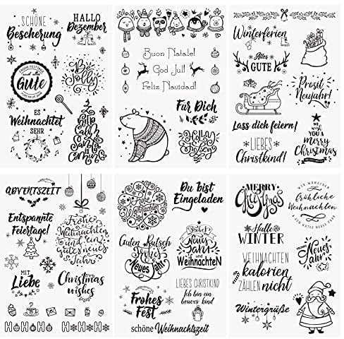 Kesote Stempel Clear Deutsch Stamp Frohe Weihnachten Neujahr Weihnachtsstempel Transparent Silikon (6 Bogen)