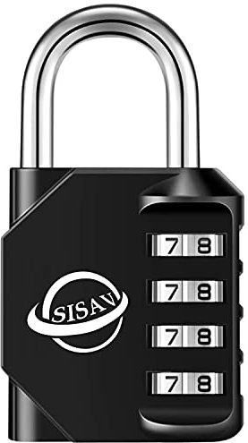 SISAV Cadenas à Combinaison 4 Chiffres Pour Usage Extérieur,Pour Casier de Gymnase Scolaire,Casier de Sport,Portail de Clôture,Portail,Loquets et Boîte à Outils,Noir