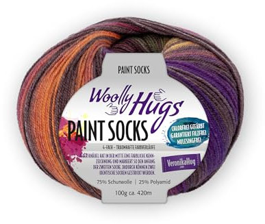 PRO LANA Paint Socks - Woolly Hugs - Farbe: Orange/Braun (208) - 100 g/ca. 420 m Wolle