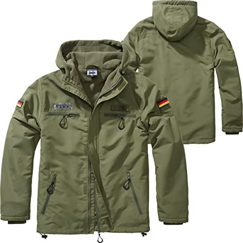 BWuM Tactical Windbreaker Zipper Fleece + Patch & Flaggen, Größe:7XL, Farbe:Oliv