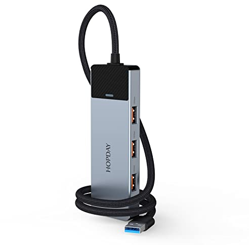 HOPDAY 4 Puertos Hub USB, Hub USB 3.2, Adaptador multipuerto Divisor USB de Datos de 10 Gbps con Cable extendido de 50 cm para MacBook Air/Pro, iMac, DELL, HP, Surface, PC, Tesla Model 3, HDD