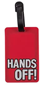 Gepäckanhänger aus Silikon-PVC, Kofferanhänger für lustige Reise, Luggage ID Tag (Hands Off! - Rot)