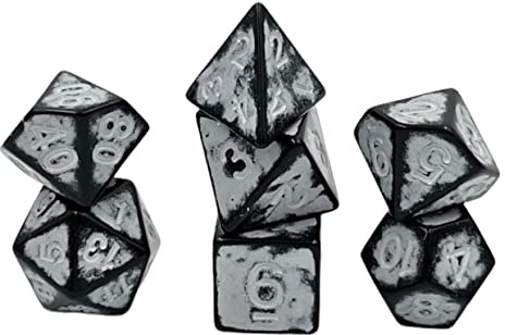 Dice4friends Würfelset Antik Dark Knight: White (7)