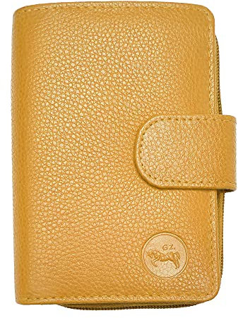 LOLUNA® Porte-Monnaie Cuir Fermeture hermétique, Portefeuille, Compagnon, spacieux et Fonctionnel pour Ranger 9 Cartes, Billets, Monnaie, identité et permis - Jaune