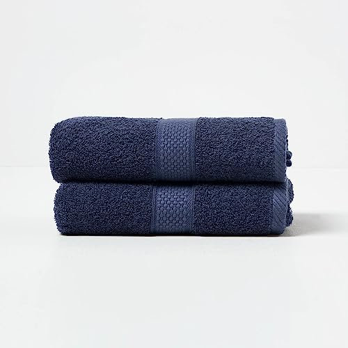Homescapes 2er Set Flauschiges Premium Frottee Handtuch ca. 50 x 90 cm aus 100% Türkischer Baumwolle, Marineblau