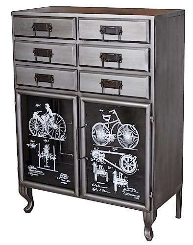 Highboard „Brooklyn LOFT“ – Apothekerschrank Metall | 9 Schubladen & 2 Türen | Industrial Kommode im Vintage Look | montiert geliefert lof115 Palazzo Exklusiv