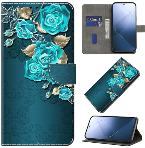 BOLELAW Hülle für Xiaomi Redmi Note 8 Pro – Stoßfeste PU Leder Wallet Case mit Magnetverschluss, Standfunktion & 2 Kartenfächern, Blaue Rose